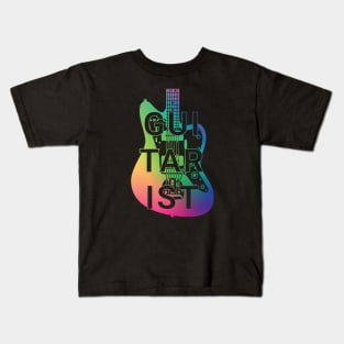 Guitarist Electric Guitar Body Colorful Gradient Kids T-Shirt